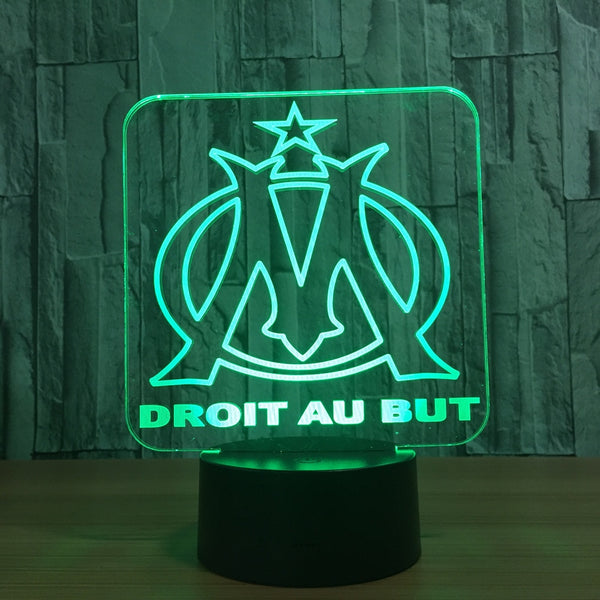 Lampe - Veilleuse LED - 3D Olympique de Marseille OM , intensité